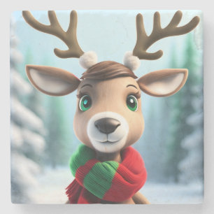 Dessous-de-verre En Pierre Cute Reindeer