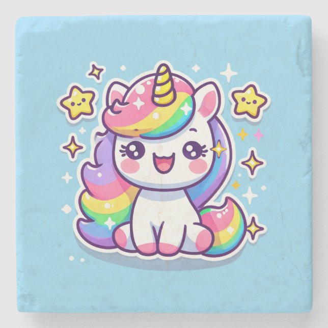 Dessous-de-verre En Pierre Cute Unicorn (Devant)