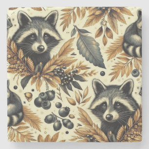 Dessous-de-verre En Pierre Cute Vintage Racoon Motif