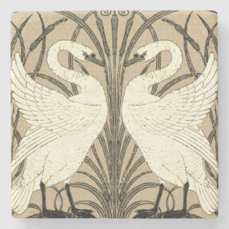 Dessous-de-verre En Pierre Cygnes blancs, cygnes et roseaux, Walter Crane