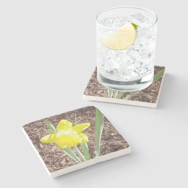 Dessous-de-verre En Pierre Daffodique de printemps jaune (Côté)