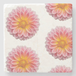 Dessous-de-verre En Pierre Dahlia rose et gouttes de ragoût