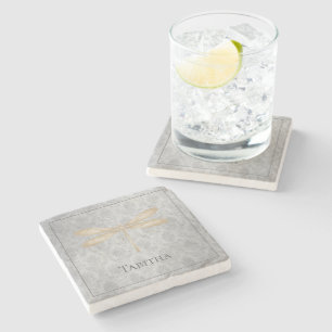 Dessous-de-verre En Pierre Damas de libellule d'or