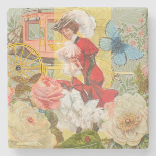 Dessous-de-verre En Pierre Dame victorienne femme élégante riche illustration