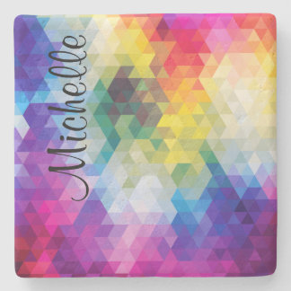 Dessous-de-verre En Pierre Dames Monogrammes Abstraits Coaster pour boissons