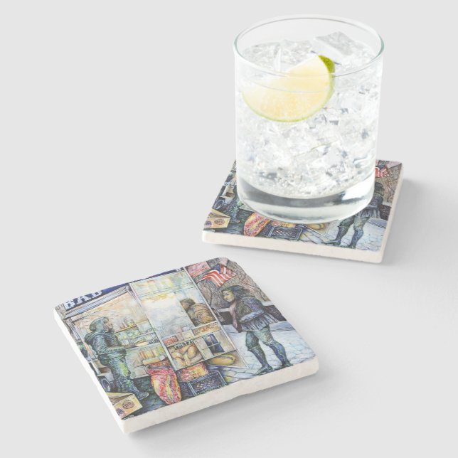 Dessous-de-verre En Pierre Dans l'amour avec les problèmes, et dans les probl (Côté)