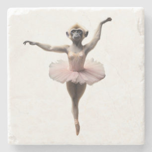 Dessous-de-verre En Pierre Danseur De Ballet Gibbon Monkey Dans Un Tutu,