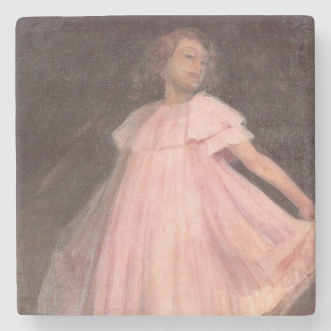 Dessous-de-verre En Pierre Danseuse en robe rose (Devant)