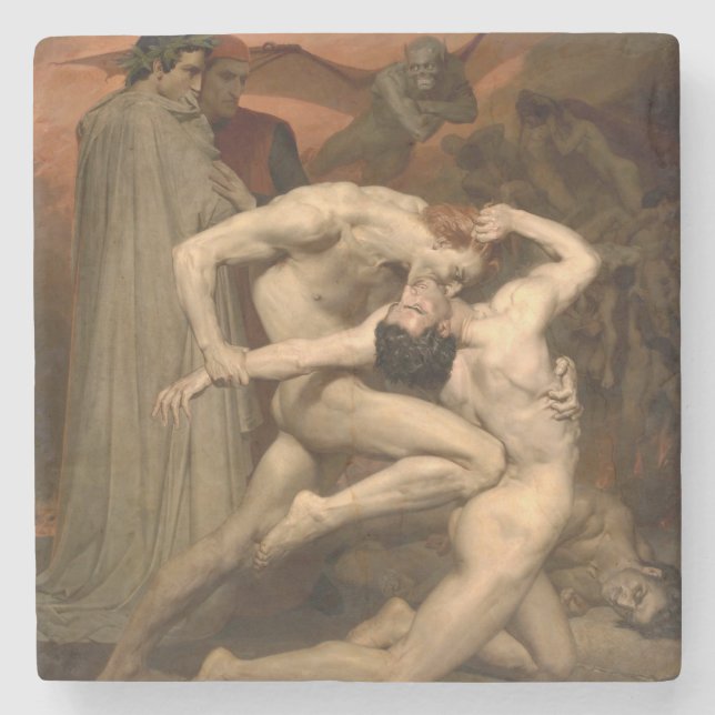 Dessous-de-verre En Pierre Dante et Virgile en enfer (par Bouguereau) (Devant)