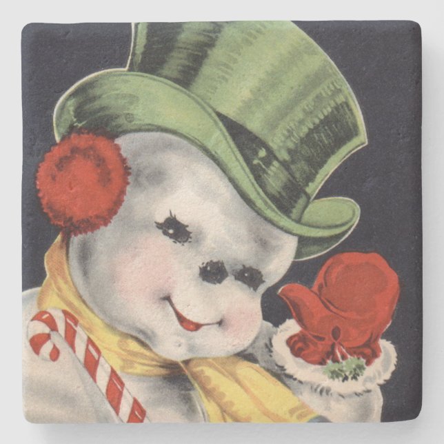 Dessous-de-verre En Pierre Dapper Christmas Snowman (Devant)