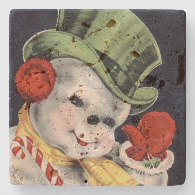 Dessous-de-verre En Pierre Dapper Christmas Snowman (Devant)