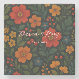 Dessous-de-verre En Pierre Dark Cottagecore Rustic Farmhouse Floral Mariage