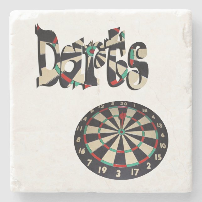 Dessous-de-verre En Pierre Darts Logo Et Dartboard, (Devant)