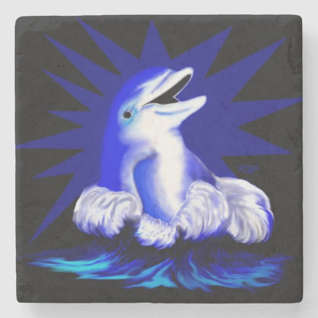 Dessous-de-verre En Pierre Dauphin souriant (Devant)