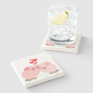 Dessous-de-verre En Pierre De mignons cochons en Dessous de verre de pierre d