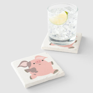 Dessous-de-verre En Pierre Décalcomanie de pierre de cochon de dessin animé s