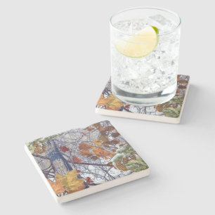 Dessous-de-verre En Pierre Décor Camouflage d'hiver de neige