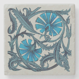 Dessous-de-verre En Pierre Décor de carreaux rustiques d'art floral antique b