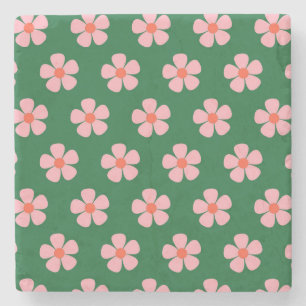 Dessous-de-verre En Pierre Décor vert Gras Y2K Fleur sauvage vibrant