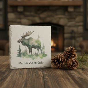 Dessous-de-verre En Pierre Décoration de lodge forestier avec orignal à l'aqu