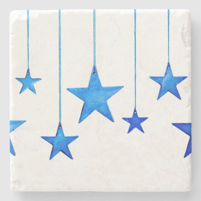Dessous-de-verre En Pierre Décorations bleues de Noël (Devant)
