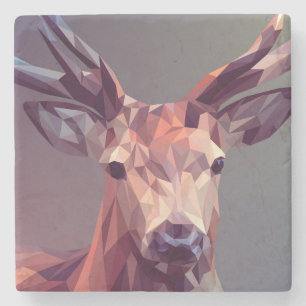 Dessous-de-verre En Pierre Deer Polygons Art Design Graphisme Animal Stag Pos