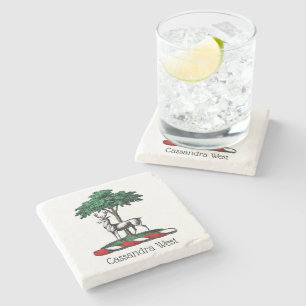 Dessous-de-verre En Pierre Deer Stag par arbre Heraldic Crest Emblem