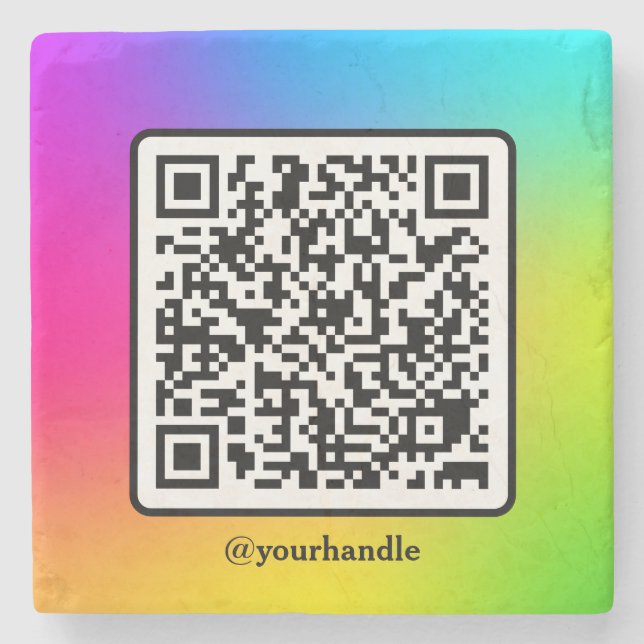 Dessous-de-verre En Pierre Dégradé personnalisé du code QR du Carré des média (Devant)