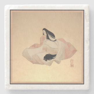 Dessous-de-verre En Pierre Delicate Ancient Japanese Print on Marble Coaster