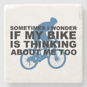 Dessous-de-verre En Pierre Demandez-vous si mon vélo pense au bleu imitation