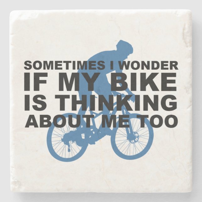 Dessous-de-verre En Pierre Demandez-vous si mon vélo pense au bleu imitation (Devant)