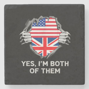 Dessous-de-verre En Pierre Demi-Américain Moitié Anglais USA Angleterre Drape