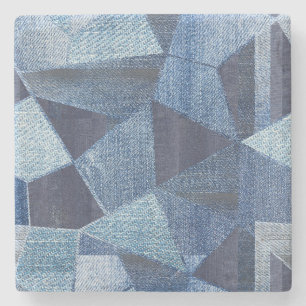 Dessous-de-verre En Pierre Denim Urban : Patchwork à rayures détendues.