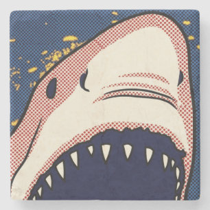 Dessous-de-verre En Pierre Dent de requin en demi-teintes Pop Art dans un pan