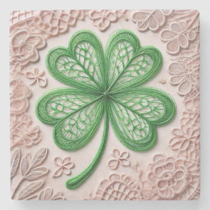 Dessous-de-verre En Pierre Dentelle de coquette florale shamrock Saint Patric