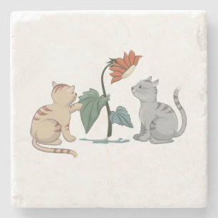 DESSOUS-DE-VERRE EN PIERRE DES CUISINES GRIS ET BEIGE CUTES JOUENT AVEC UN SO