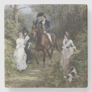 Dessous-de-verre En Pierre Des messieurs à la réunion à cheval Dames dans une