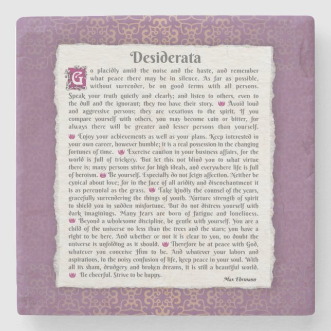 Dessous-de-verre En Pierre Desiderata - Choses désirées (Devant)