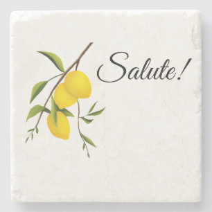 Dessous-de-verre En Pierre Design de branche de citron avec Salute !