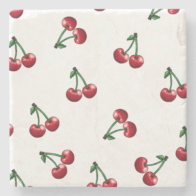 Dessous-de-verre En Pierre Design Motif Red Cherries (Devant)