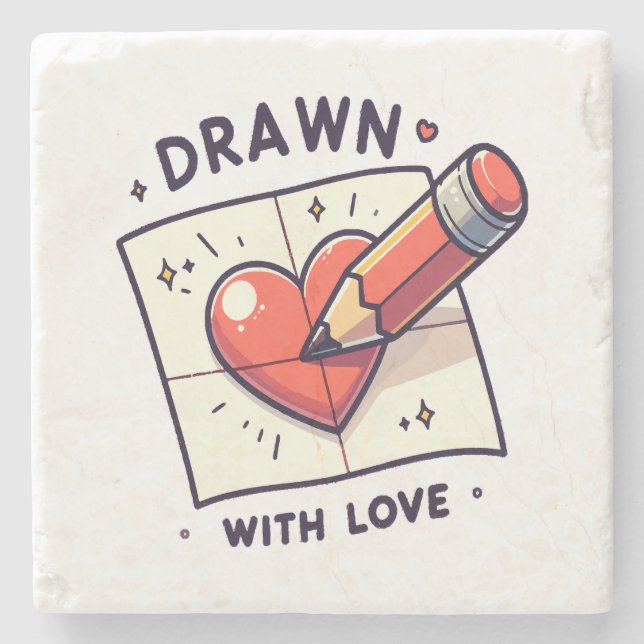 Dessous-de-verre En Pierre Dessin avec amour (Devant)