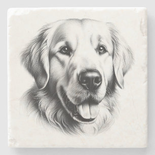 Dessous-de-verre En Pierre Dessin de Golden Retriever