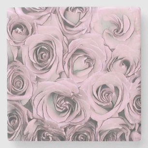 Dessous-de-verre En Pierre Dessin élégant vintage de roses roses grises noire