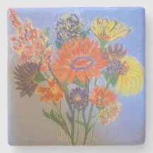 Dessous de verre à motif floral peint