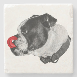 Dessous-de-verre En Pierre Dessous de verre accent rouge Bulldog