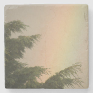 Dessous-de-verre En Pierre Dessous de verre arc-en-ciel et arbres