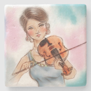 Dessous-de-verre En Pierre Dessous de verre classique violon Lady Stone, Art