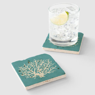 Dessous-de-verre En Pierre Dessous de verre corail mer turquoise