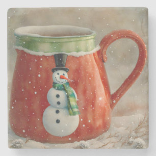 Dessous-de-verre En Pierre Dessous de verre d'art de Noël de Snowman