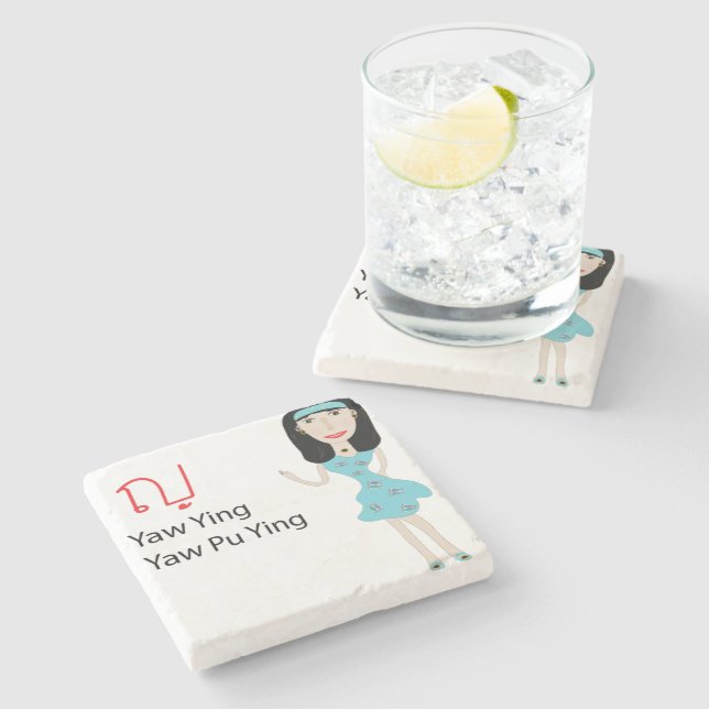 Dessous-de-verre En Pierre dessous de verre de caricature de dame (Côté)